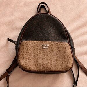 Guess Brown and Tan Patterned Backpack
